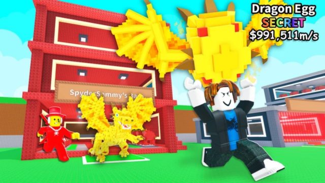 Roblox Steal a Brainrot player carrying a golden dragon outside a base.